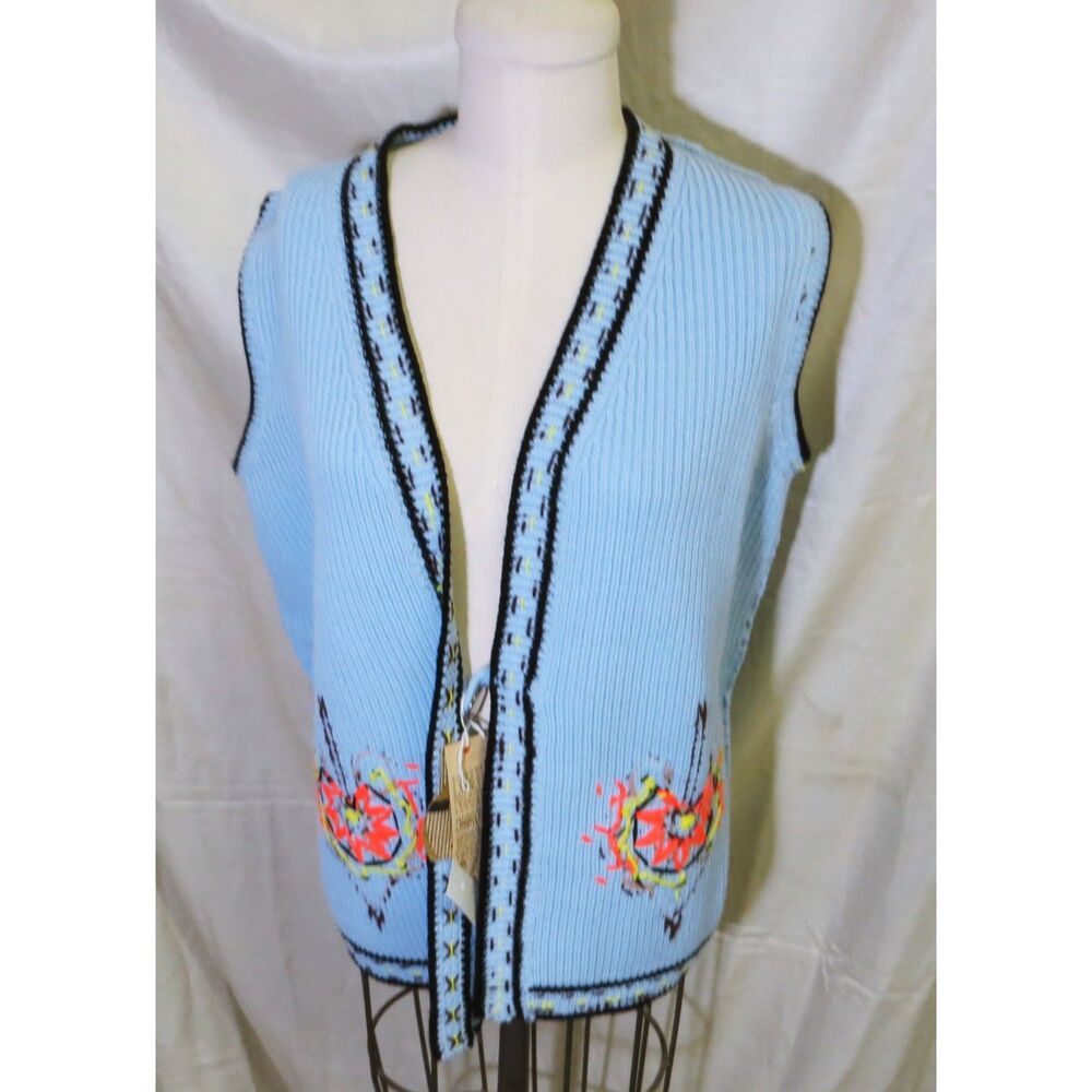 Hand Made In Poland Imported Blue Knit Sweater Vest ~NWT~